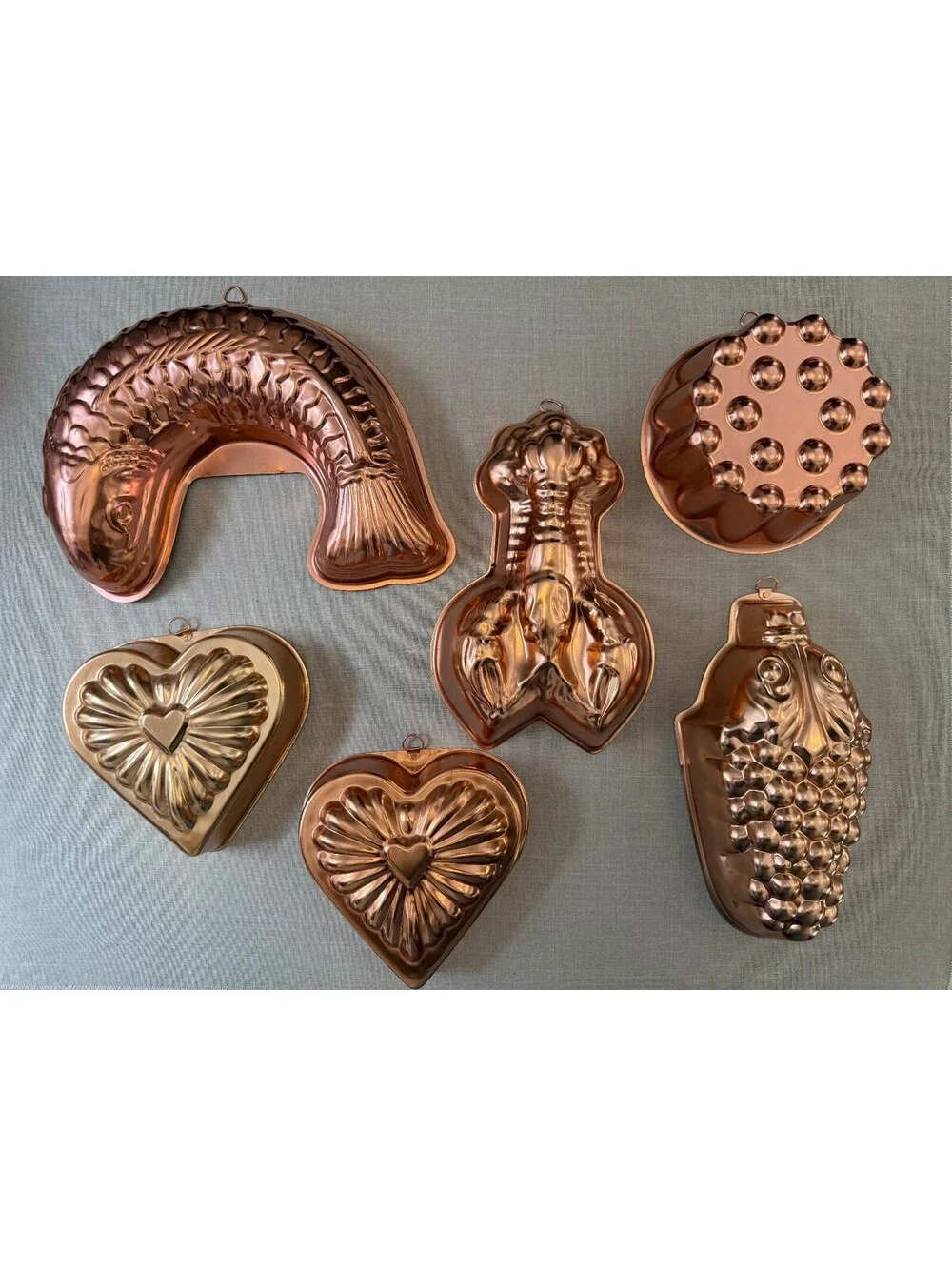 Vintage Copper Heart Cake Mold Wall Hanging Kitchen Decor 3.5 Cup (A)